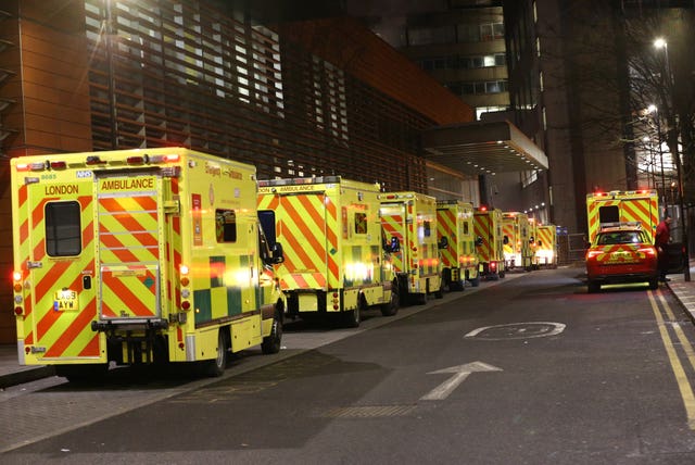 Ambulances queued outside the Royal London Hospital
