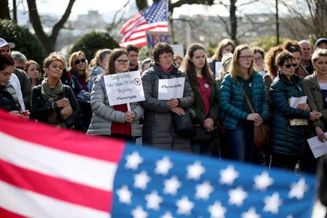 Protesters during the Edinburgh March For Our Lives anti-gun rally outside the US Consulate in Edinburgh (Jane Barlow/PA)