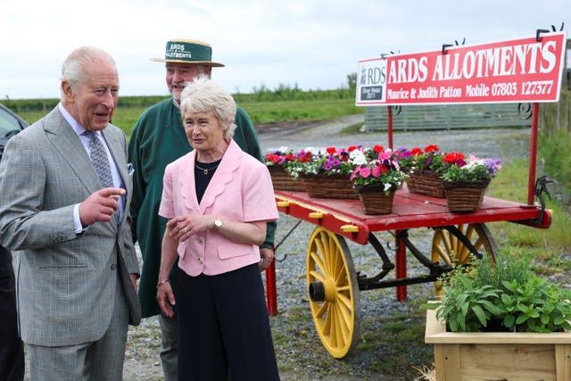 Charles with Judith Patton at Ards Allotments, near Strangford Lough in Newtownards