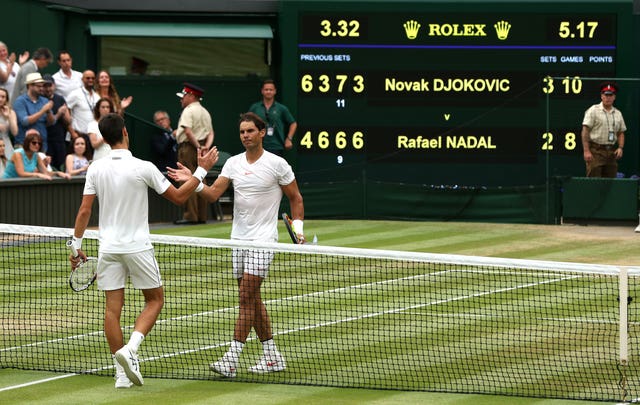 The Centre Court crowd were treated to an epic semi-final between Novak Djokovic, left, and Rafael Nadal