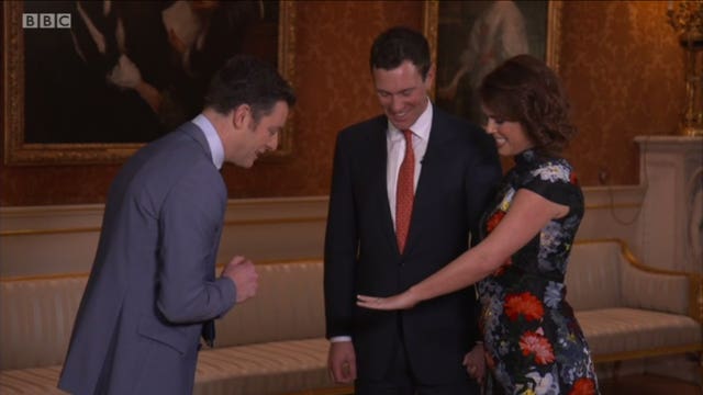 Matt Baker meeting with Princess Eugenie and Jack Brooksbank for BBC1's The One Show (The One Show/BBC)