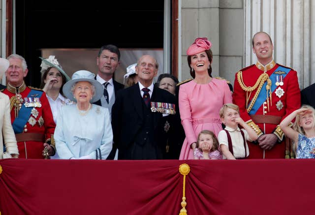 Philip with the royal family at the 2017 Trooping the Colour parade (Yui Mok/PA)