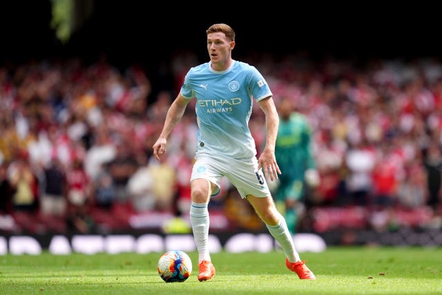 Manchester City’s Elliot Anderson on the ball during the Community Shield