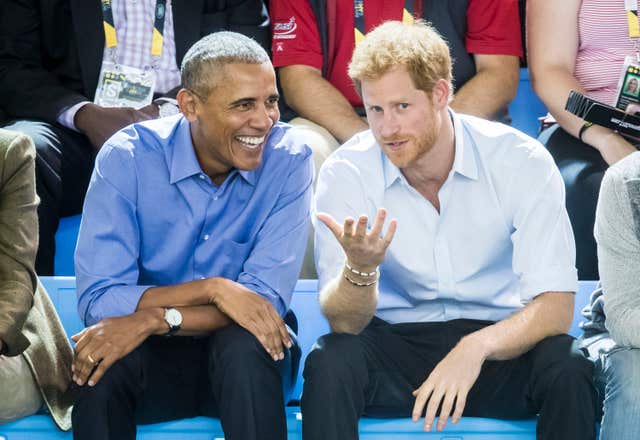 Barack Obama, pictured with Prince Harry at last year's Invictus Games in Toronto, has not been invited to the royal wedding. (Danny Lawson/PA)