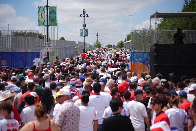 England and Croatia supporters arrive at the Dallas Stadium in Arlington, Texas