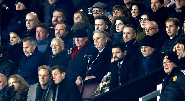 Former manager Sir Alex Ferguson (centre) and Manchester United's executive vice-chairman Ed Woodward (centre left)