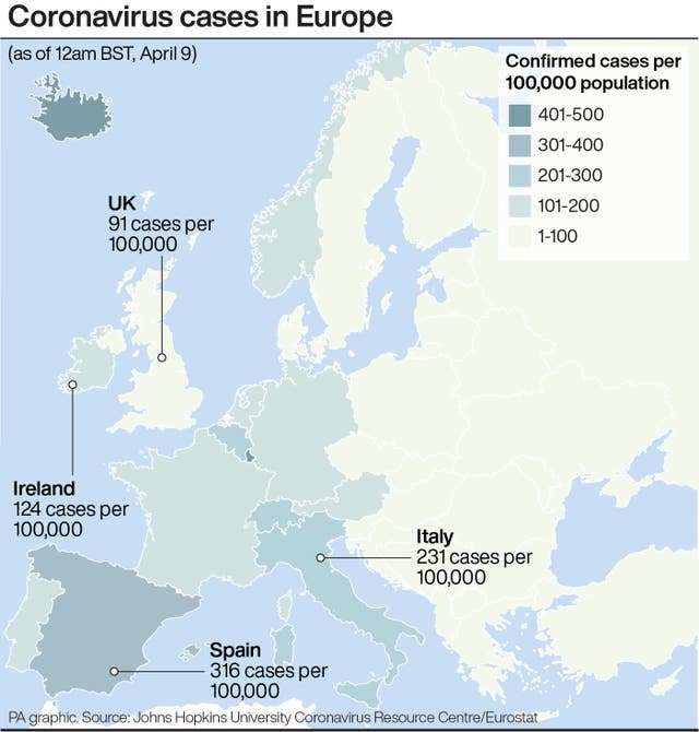 Coronavirus cases in Europe