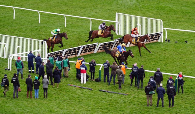 Sixandahalf led over the last but was reeled in by Air Of Entitlement