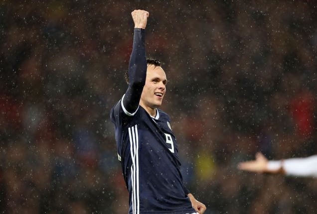 Dundee United striker Lawrence Shankland notched his first goal for Scotland