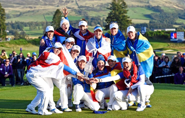 Team Europe celebrate their Solheim Cup victory