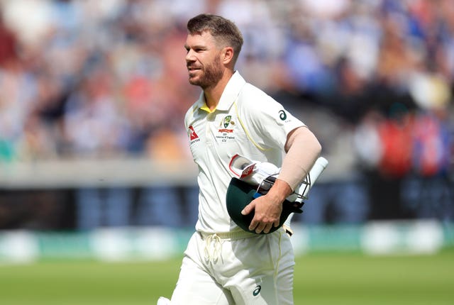 David Warner trudges off after being dismissed on the opening day of the series