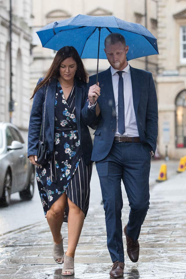 Ben Stokes and his wife Clare arrive at Bristol Crown Court 
