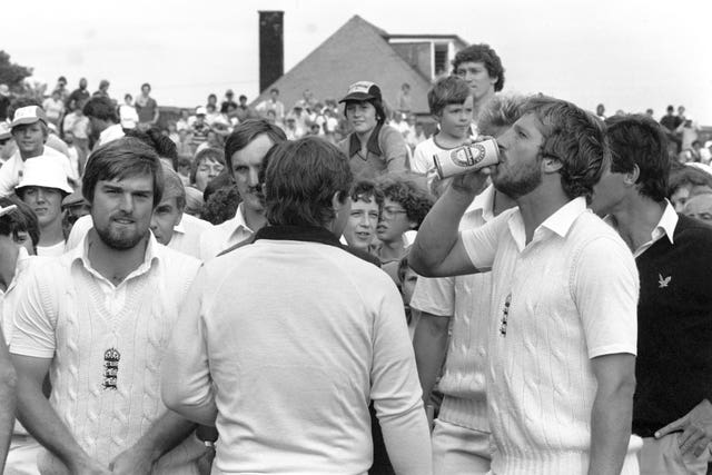 England have not won an Ashes Test at Old Trafford since 1981, when Ian Botham (pictured with a celebratory drink) scored a second-innings 118