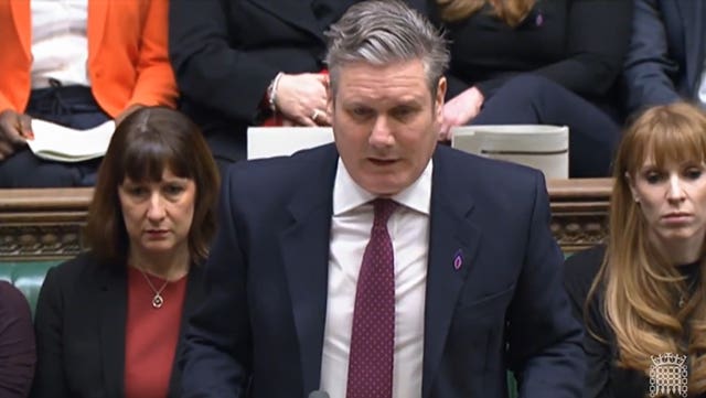 Labour leader Keir Starmer speaks during Prime Minister’s Questions