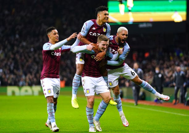 Aston Villa celebrate their opener