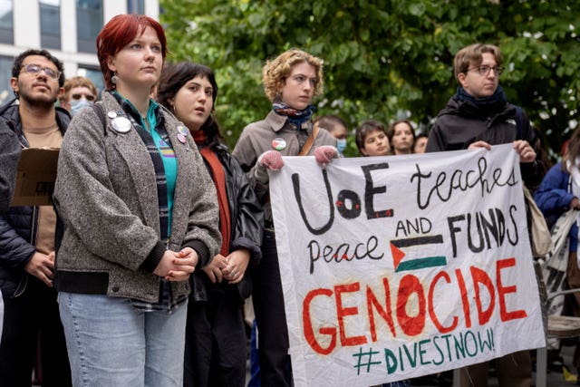 Protests were also held outside the University of Edinburgh Library