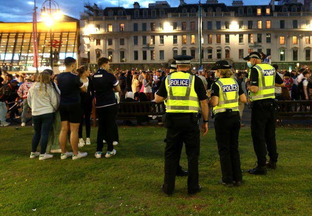 Fans watch England v Scotland