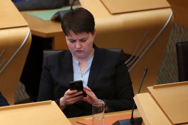 Scottish Conservative party leader Ruth Davidson said she thought it was important to call out homophobic abuse (Jane Barlow/PA)