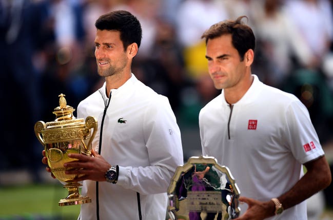 Roger Federer, right, was beaten by novak Djokovic, left, in a close-fought Wimbledon final