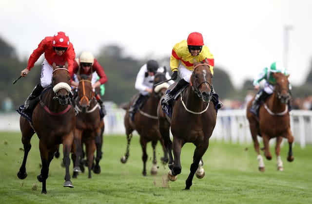Alpha Delphini (right) beat Abbaye heroine Mabs Cross in an epic renewal of the Nunthorpe Stakes