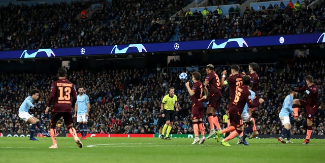 Sane equalised for City with a superb free-kick