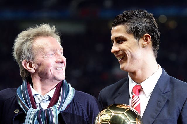 Manchester United great Denis Law in conversation with Cristiano Ronaldo