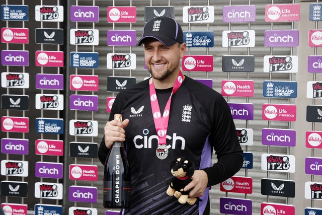 Liam Livingstone lifts England's T20 player of the summer award in 2024.