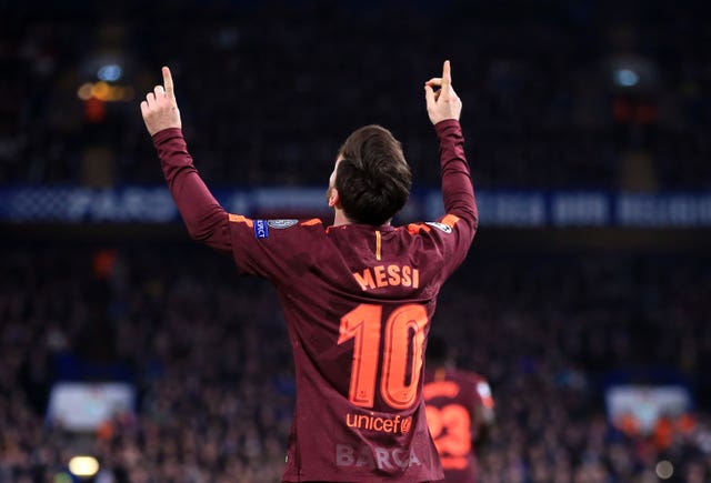 Barcelona's Lionel Messi scored his first goal in nine meetings with Chelsea in the first leg