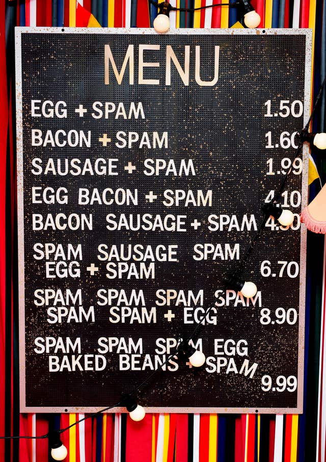 Spam was on the comedy menu in the Monty Python Show Live at the O2 (Ian West/PA)