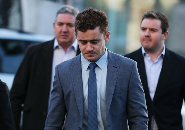 Ireland and Ulster rugby player Paddy Jackson arrives at Belfast Crown Court (Brian Lawless/PA)