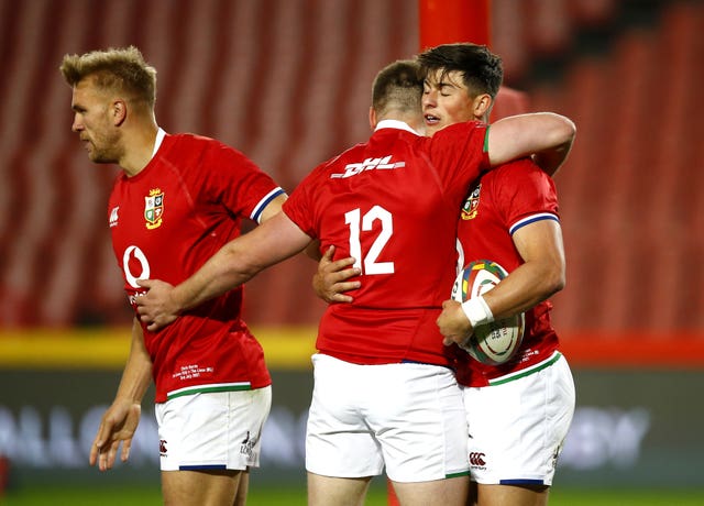 Adams will be fighting it out with the likes of Louis Rees-Zammit, right, for the wing spot for the Lions