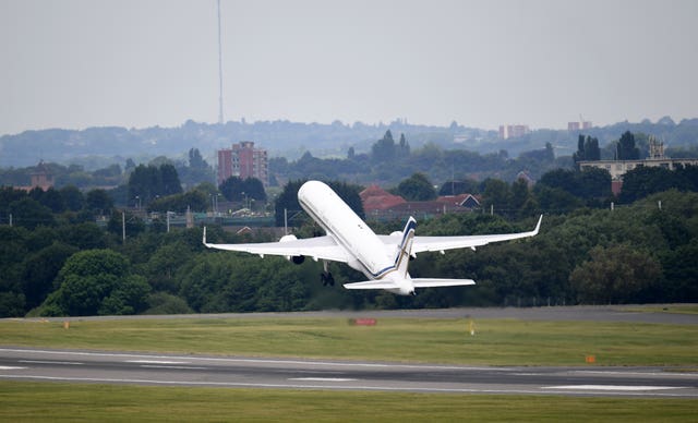 England's plan departs Birmingham airport en route to Russia