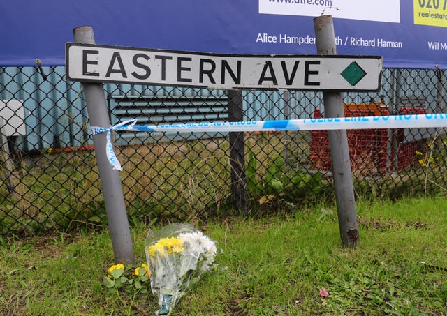 Flowers near the scene in Waterglade Industrial Park in Grays, Essex