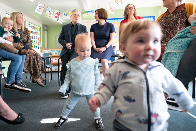 Labour Party leader Sir Keir Starmer and shadow education secretary Bridget Phillipson during a visit to Nursery Hill Primary School, in Nuneaton, Warwickshire, as the Party unveils its plans for childcare