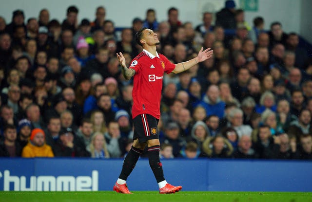 Anthony celebrates scoring in United's 2-1 win at Everton last Sunday