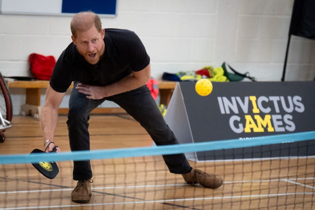 The Duke of Sussex playing pickle ball with students during his visit to a school in Birmingham last week