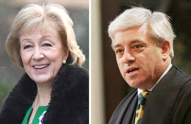Leader of the House Andrea Leadsom and Speaker John Bercow, (PA)