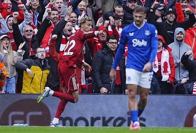 Hugo Ekitike celebrates his goal