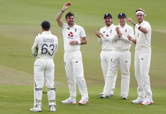 James Anderson, second left, celebrates his 600th Test wicket, against Pakistan last year