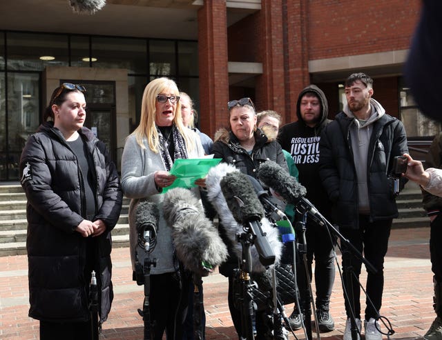 Family members of those involved in the case give a statement outside Hull Crown Court