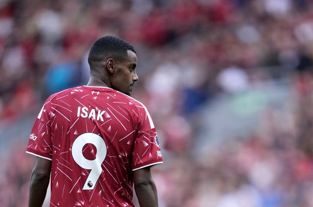 Liverpool’s Alexander Isak during the Premier League match against Fulham