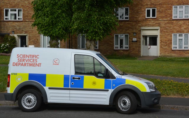 A police van outside a flat in Havant