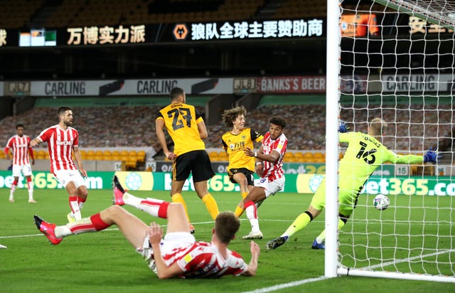 Wolves'' record signing Fabio Silva (centre) missed a good chance to get on the scoresheet