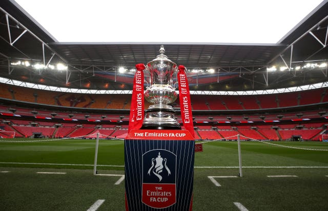 The FA Cup trophy at Wembley Stadium