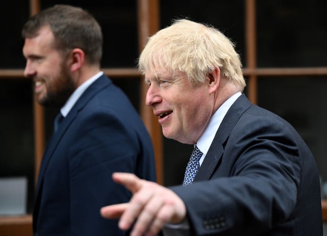 Boris Johnson arriving for a regional cabinet in Stoke on Trent