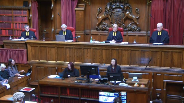 Lady Chief Justice Baroness Carr, second right, at the Royal Courts of Justice