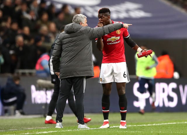 Mourinho and Pogba had a heated debate at Wembley in January last year (John Walton/PA)