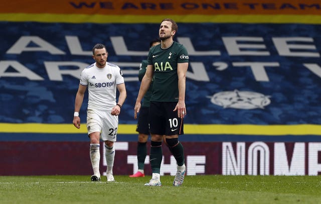 Tottenham forward Harry Kane appears dejected