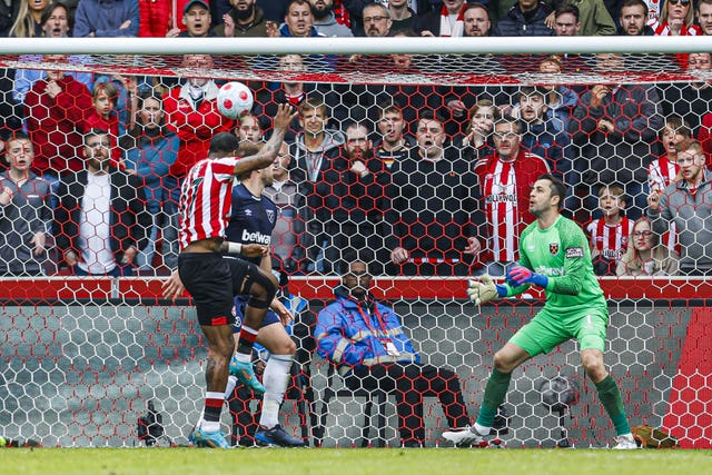 Ivan Toney heads home