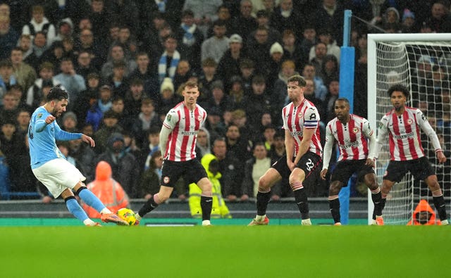 Rayan Cherki fired into the top corner in the first half